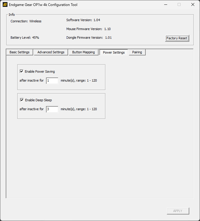 Power Settings